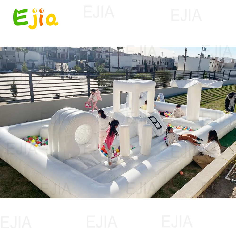 Kids Outdoor Obstacle Course Equipment - Şişme Fedai Su Kaydırağı Havuzu Beyaz