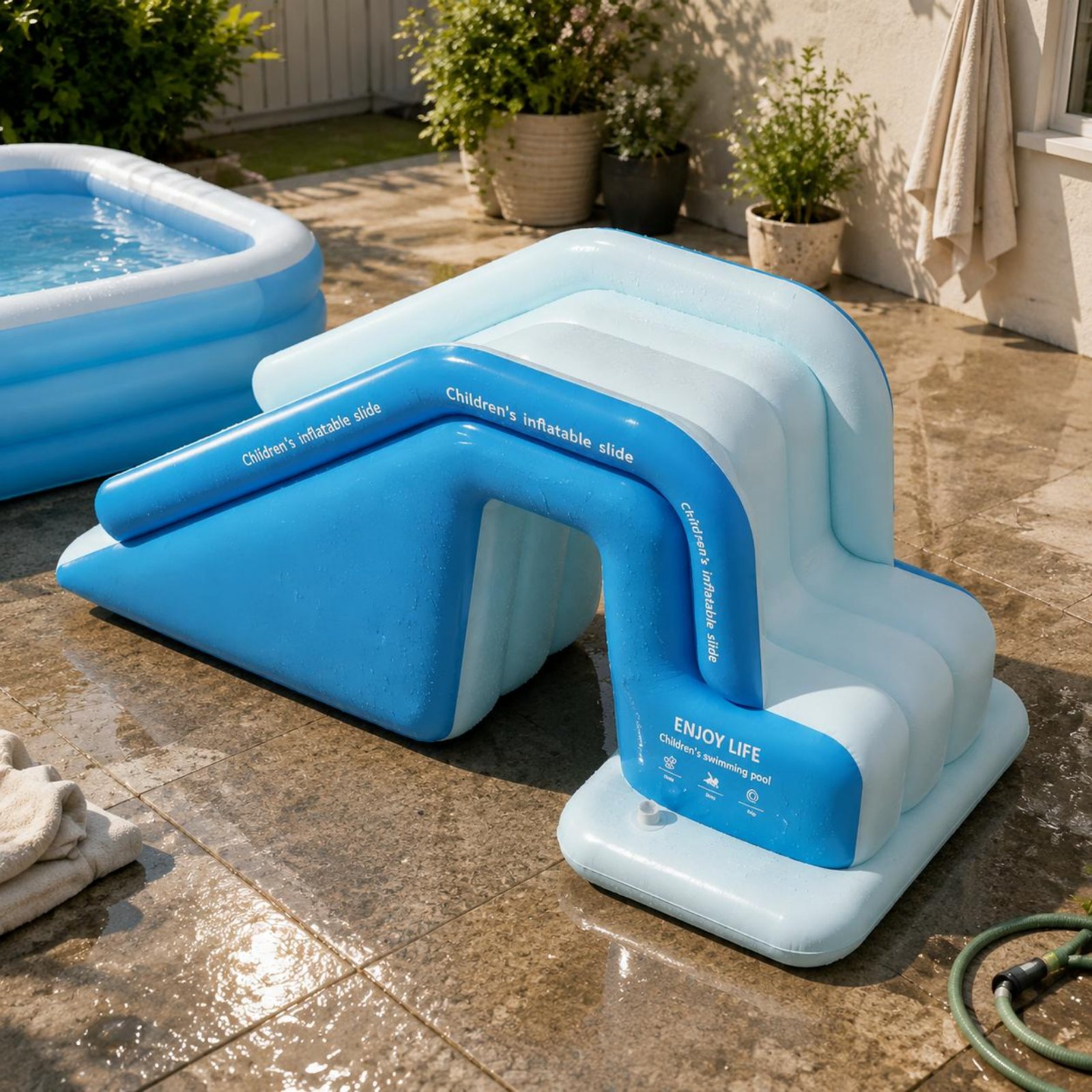 Kids Outdoor Pool - Şişme Havuz Kaydırağı Katlanabilir Şişme Su