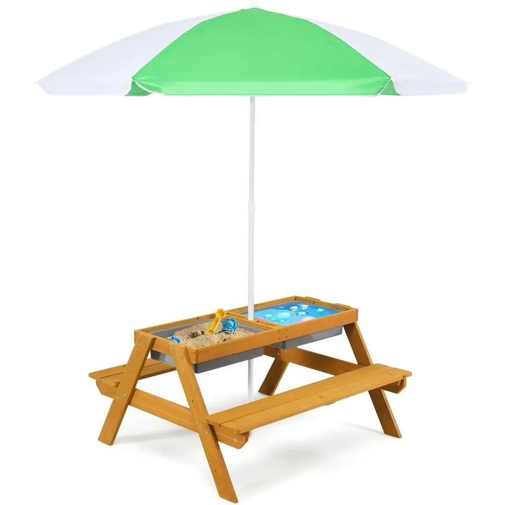 Kids Outdoor Activity Table - 3'ü 1 Arada Yüksekliği Ayarlanabilir Şemsiyeli