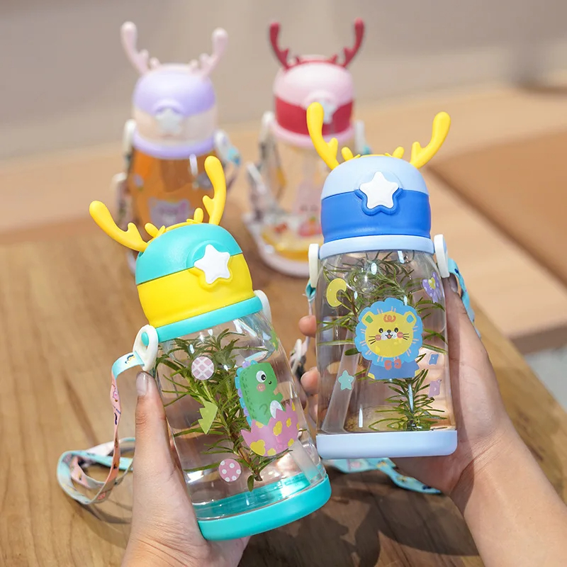 Outdoor Kid Friendly - 600ml çocuklar su damlatmaz bardak boynuz