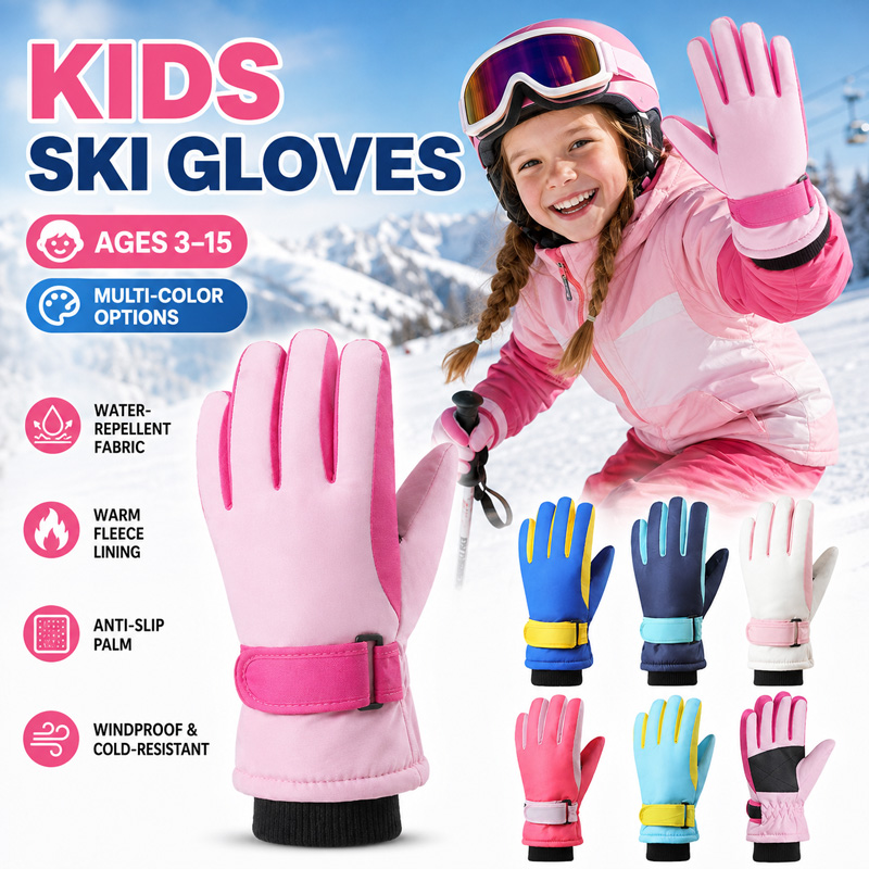 Kids Outdoor Gloves - Çocuklar Kış Kayak Eldivenleri Su Geçirmez