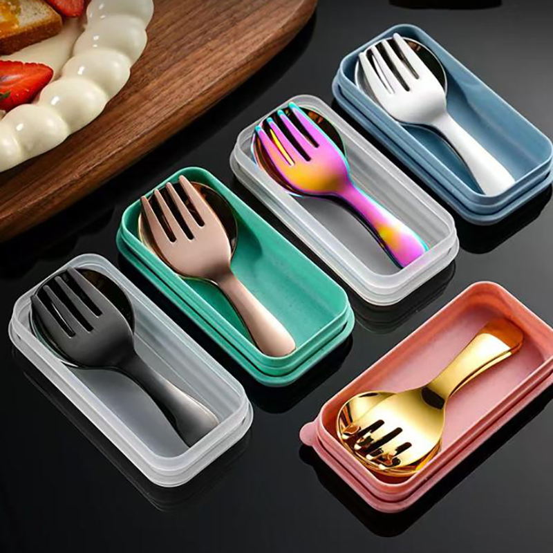 Kids.Outdoor Utensils - Paslanmaz Çelik Taşınabilir Gereçler Seti Kısa
