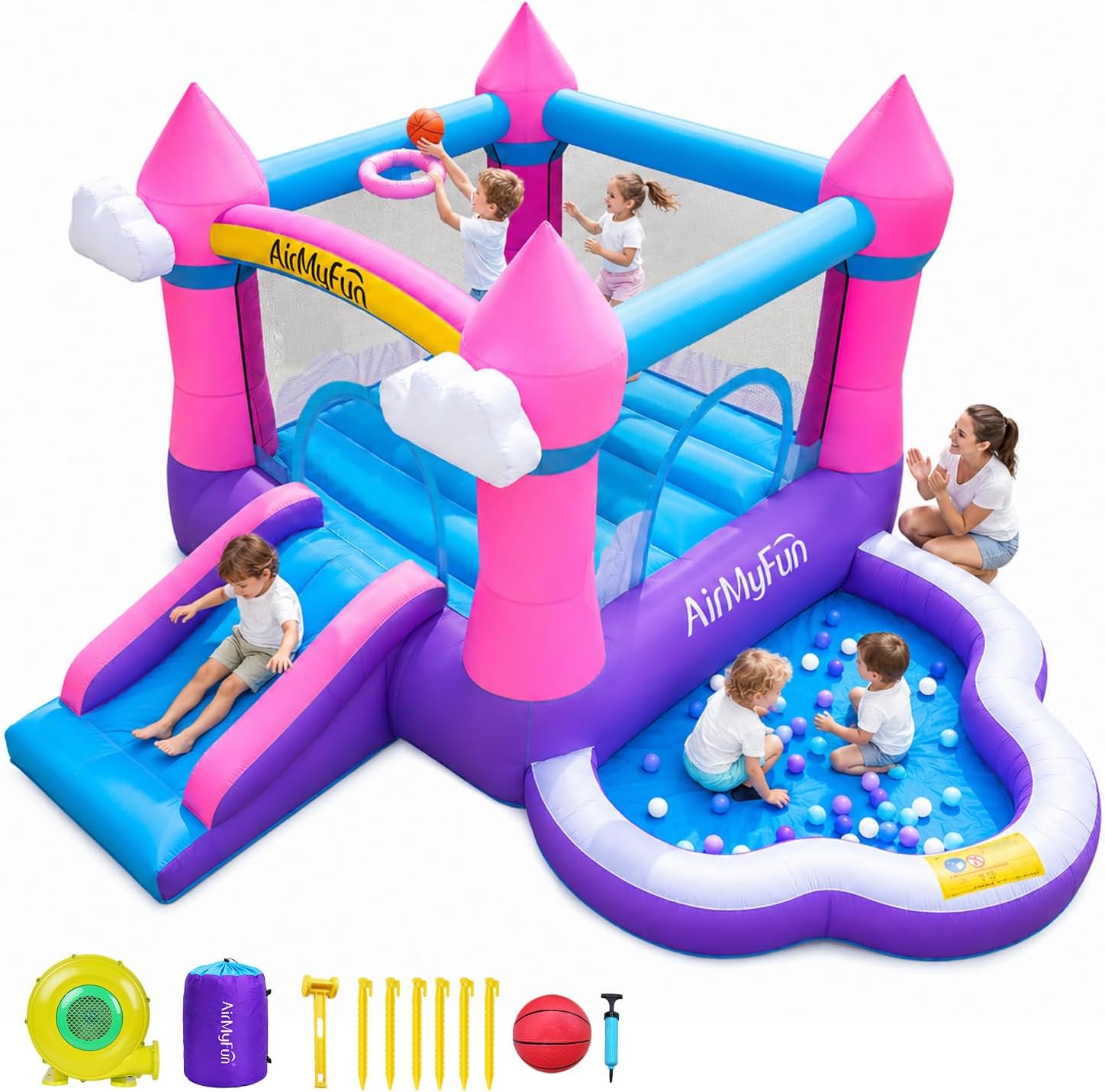 Kids Outdoor Pool - 3-8 Yaş Çocuklar İçin Pembe İç/Dış