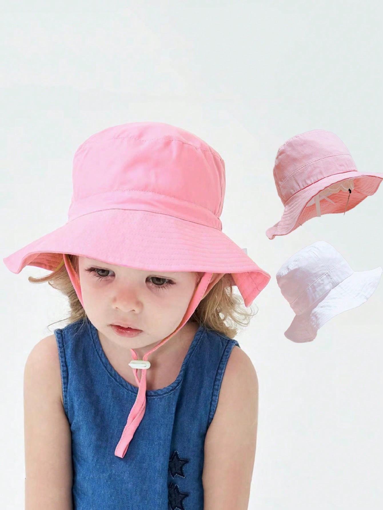 Kids Outdoor Hat - 1 adet pembe düz üst kova