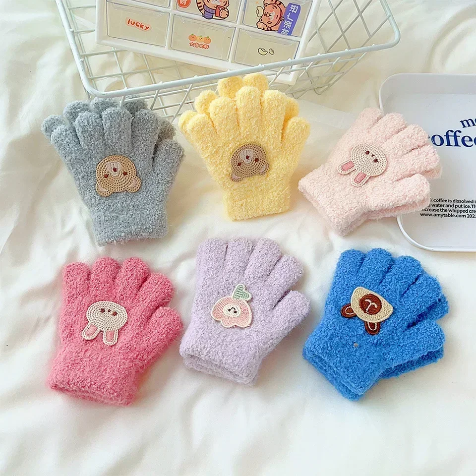 Kids Outdoor Gloves - Kış örme eldiven karikatür sıcak eldivenler