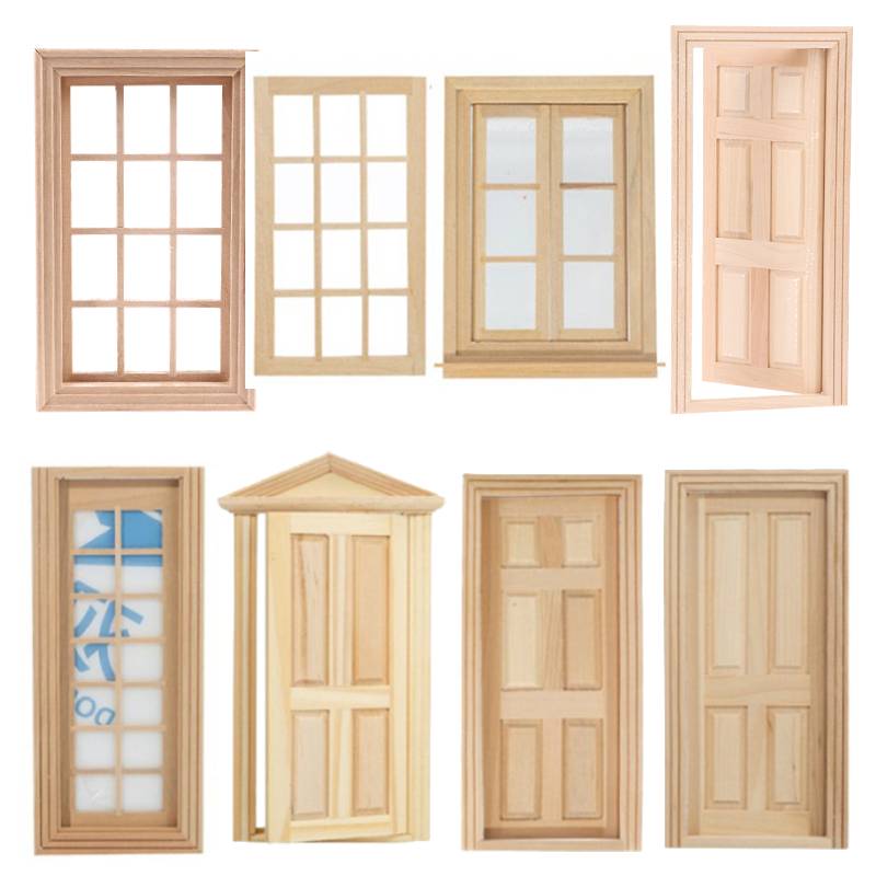Kids Outdoor Cubby House - 1:12 Dollhouse Mini Kapılar ve Pencereler