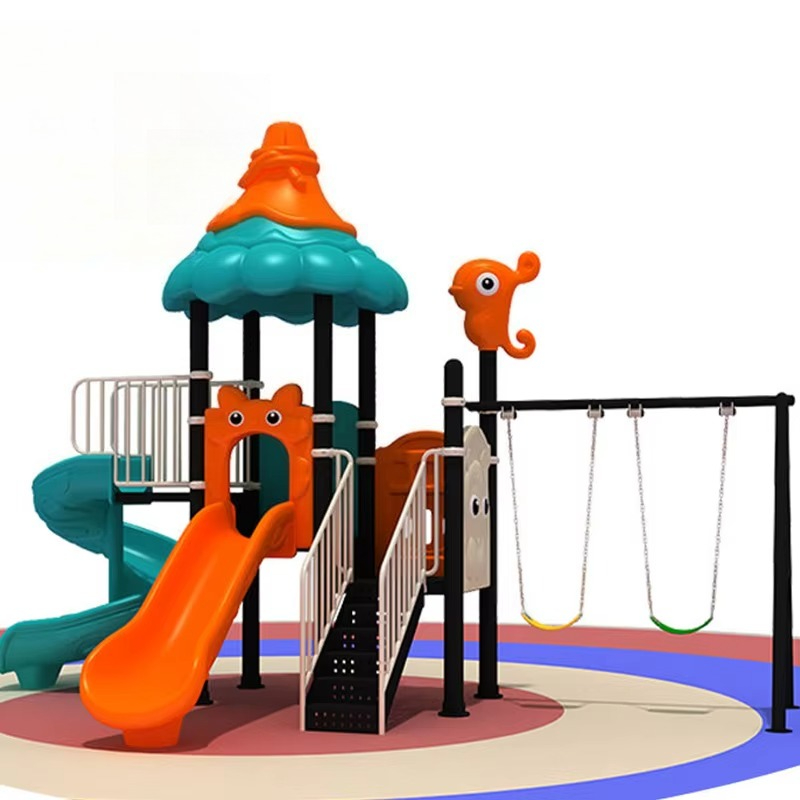 Kids Outdoor Swing Set With Slide - Büyük Dayanıklı Plastik Çocuk Salıncağı Seti