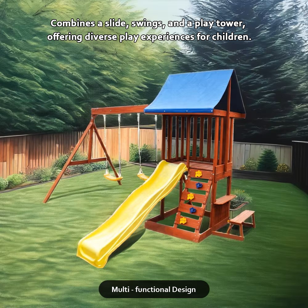 Kids Outdoor Swing Set With Slide - Oyun Merkezi - Bahçe Avlusu Ticari