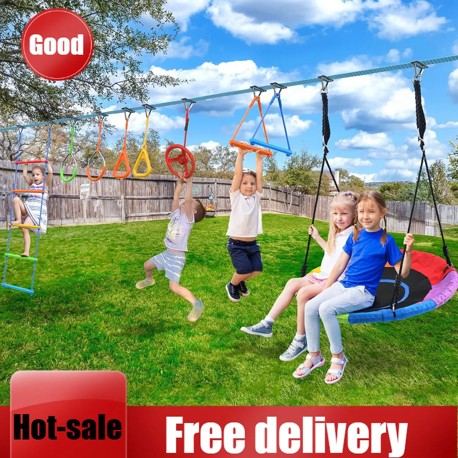 Kids Outdoor Ninja Course - Hapfan 50 FT Ninja Savaşçı Engel