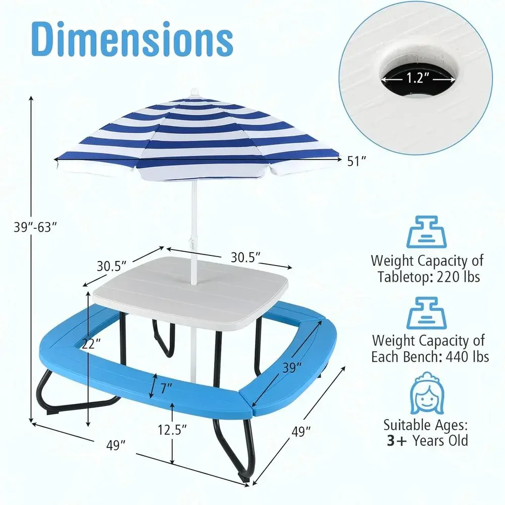 8 Kişilik Çocuk Piknik Masası, - Kids Outdoor Activity Table incelemesi ve fiyatı