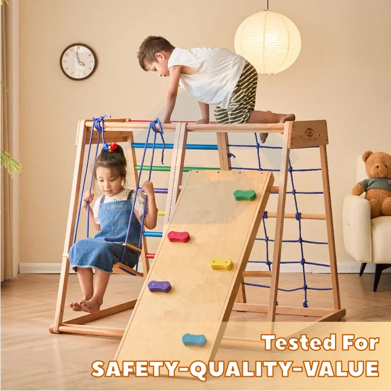Ahşap Tırmanma Çerçevesi Kapal - Kids Outdoor Swing Set With Slide incelemesi ve fiyatı